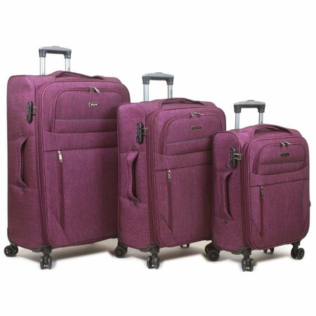 QUALITRY LUGGAGE Aurora Lightweight Denim Spinner Luggage Set, Burgundy - 3 Piece QU2954101